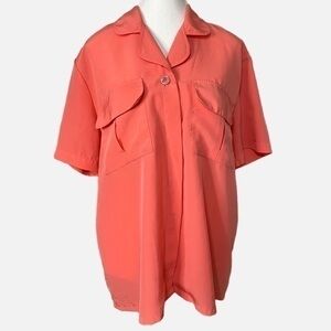 New‎ Editions Vintage Orange Button Down Shirt with Front Chest Pockets